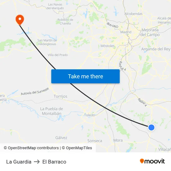La Guardia to El Barraco map
