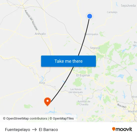 Fuentepelayo to El Barraco map