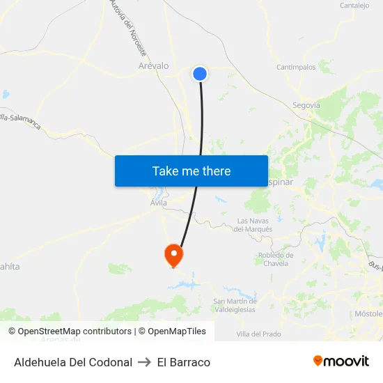 Aldehuela Del Codonal to El Barraco map