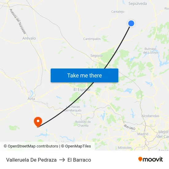 Valleruela De Pedraza to El Barraco map