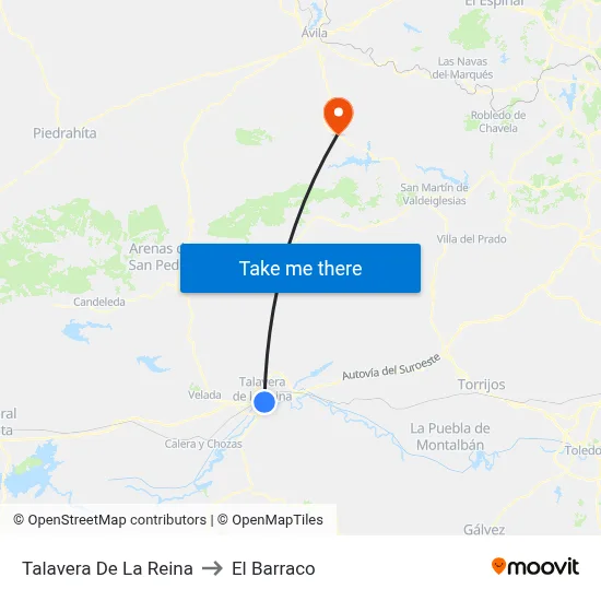 Talavera De La Reina to El Barraco map