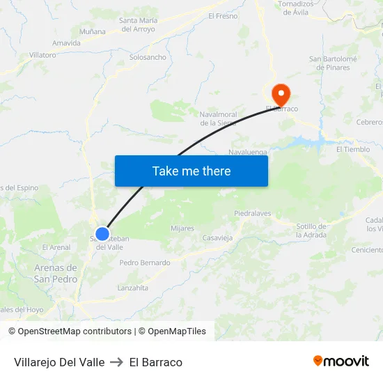 Villarejo Del Valle to El Barraco map