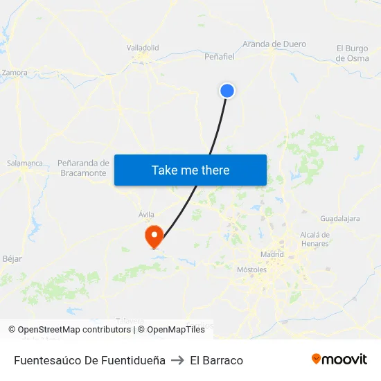 Fuentesaúco De Fuentidueña to El Barraco map