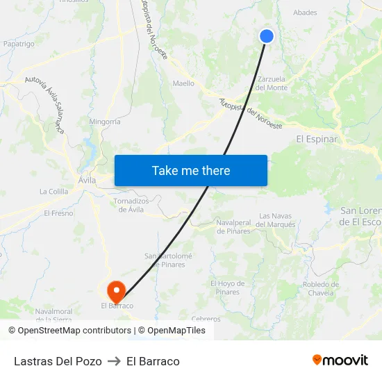 Lastras Del Pozo to El Barraco map