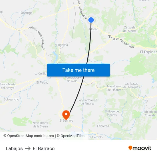 Labajos to El Barraco map