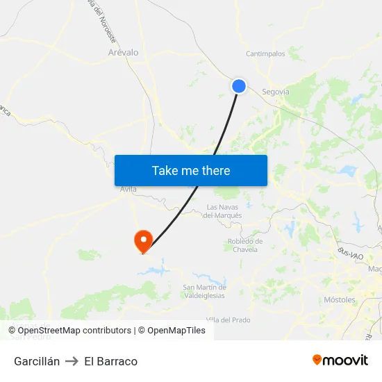 Garcillán to El Barraco map