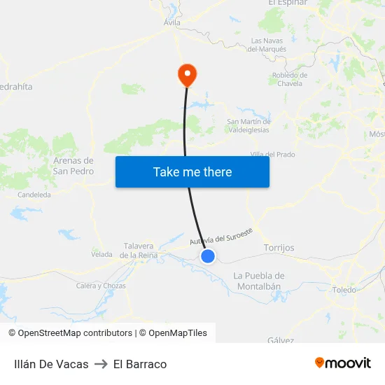 Illán De Vacas to El Barraco map