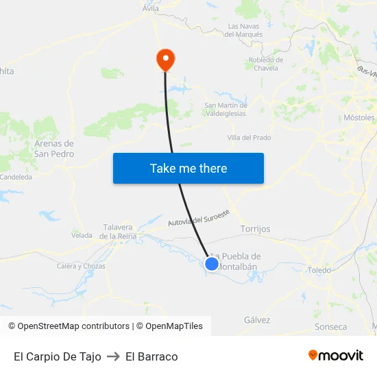 El Carpio De Tajo to El Barraco map