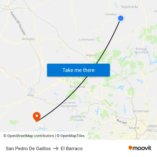 San Pedro De Gaíllos to El Barraco map