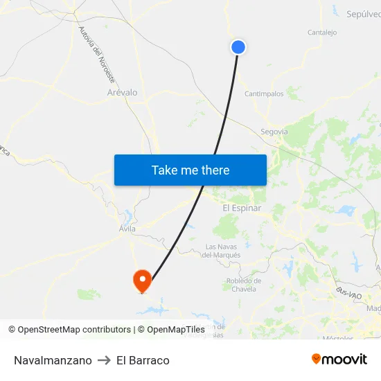 Navalmanzano to El Barraco map
