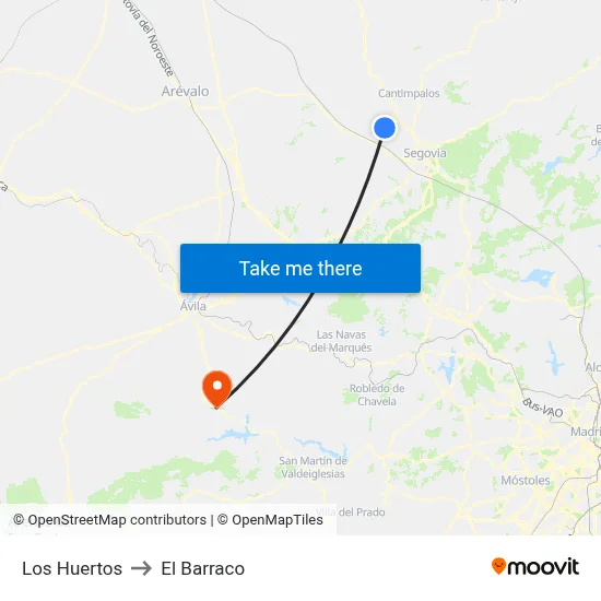 Los Huertos to El Barraco map