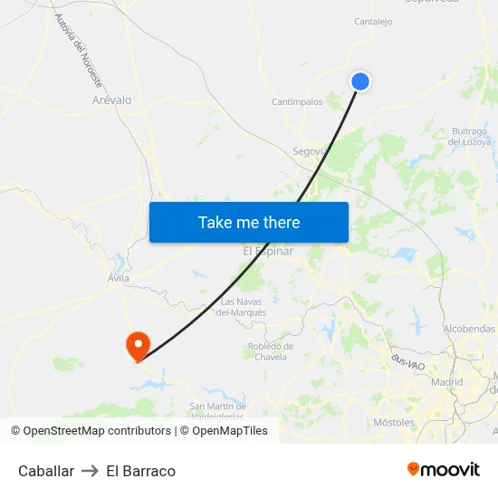 Caballar to El Barraco map