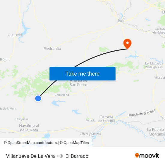 Villanueva De La Vera to El Barraco map