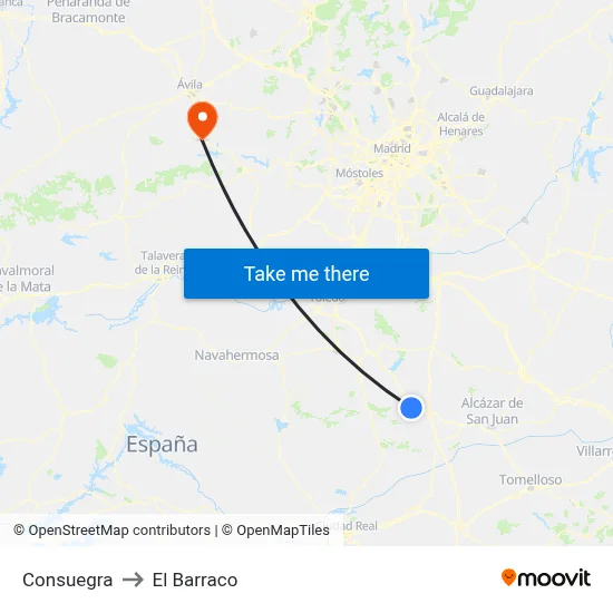 Consuegra to El Barraco map