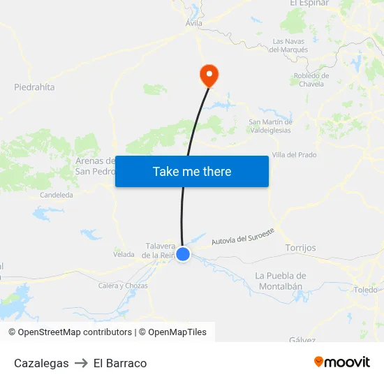Cazalegas to El Barraco map