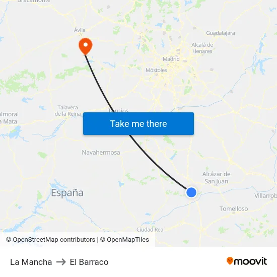 La Mancha to El Barraco map