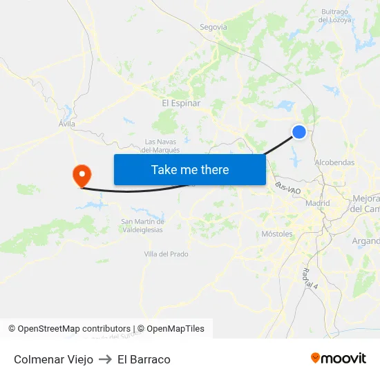 Colmenar Viejo to El Barraco map