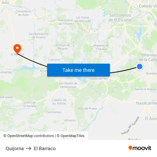 Quijorna to El Barraco map