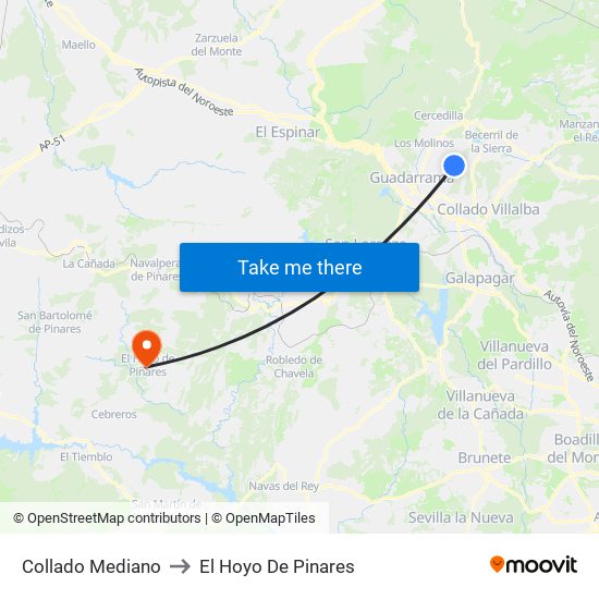 Collado Mediano to El Hoyo De Pinares map