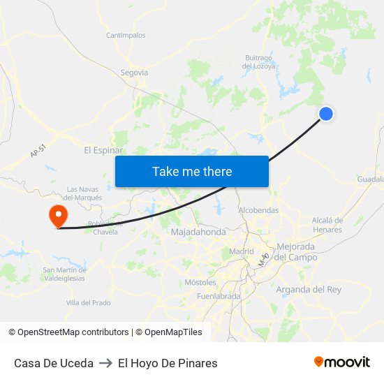 Casa De Uceda to El Hoyo De Pinares map