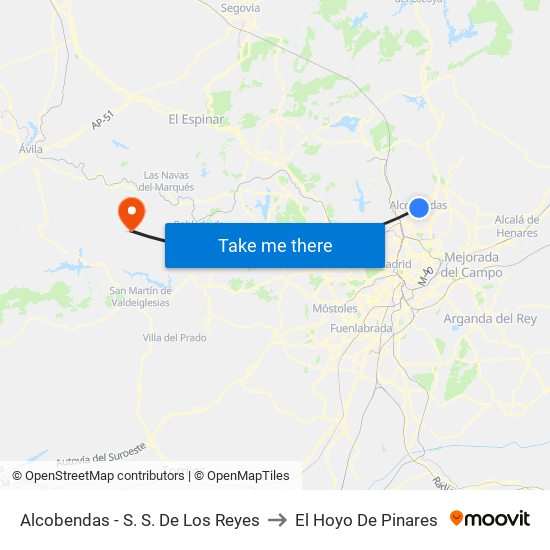 Alcobendas - S. S. De Los Reyes to El Hoyo De Pinares map