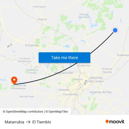 Matarrubia to El Tiemblo map