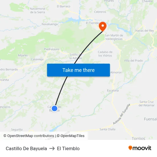 Castillo De Bayuela to El Tiemblo map