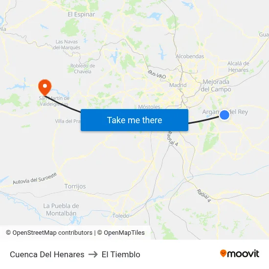 Cuenca Del Henares to El Tiemblo map