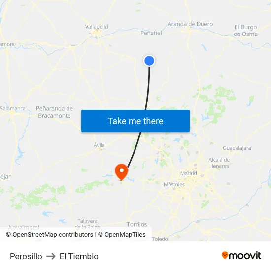 Perosillo to El Tiemblo map