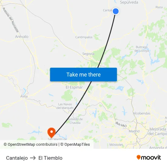 Cantalejo to El Tiemblo map