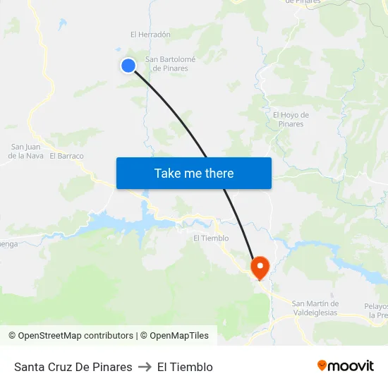 Santa Cruz De Pinares to El Tiemblo map