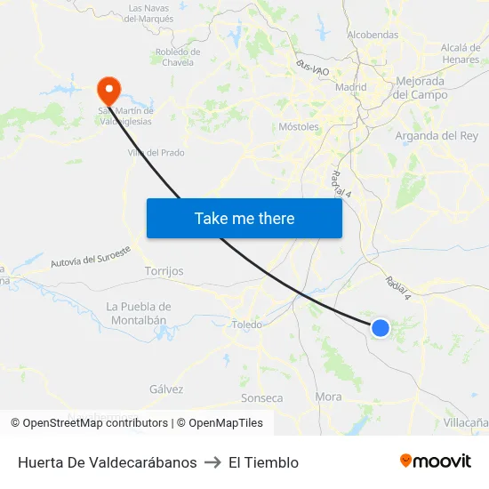 Huerta De Valdecarábanos to El Tiemblo map