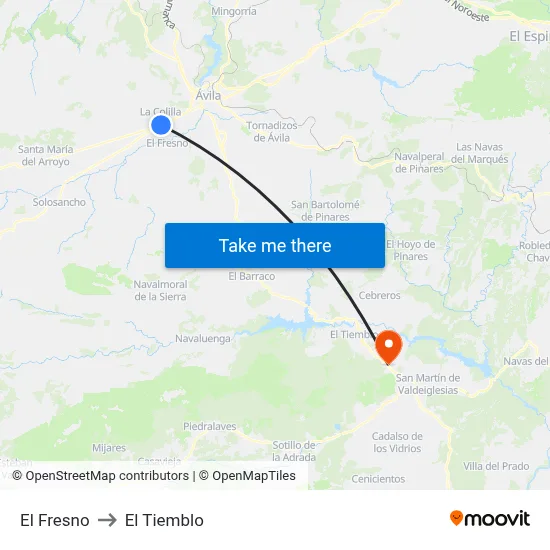El Fresno to El Tiemblo map