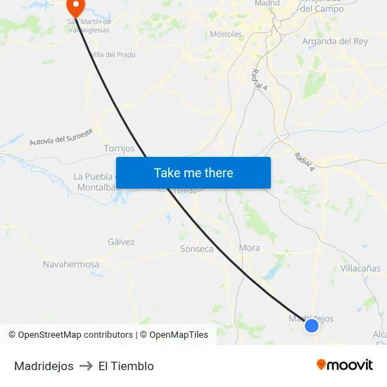 Madridejos to El Tiemblo map