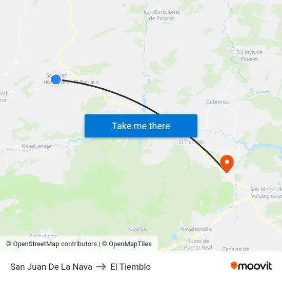 San Juan De La Nava to El Tiemblo map