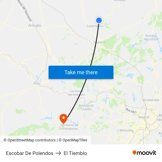Escobar De Polendos to El Tiemblo map
