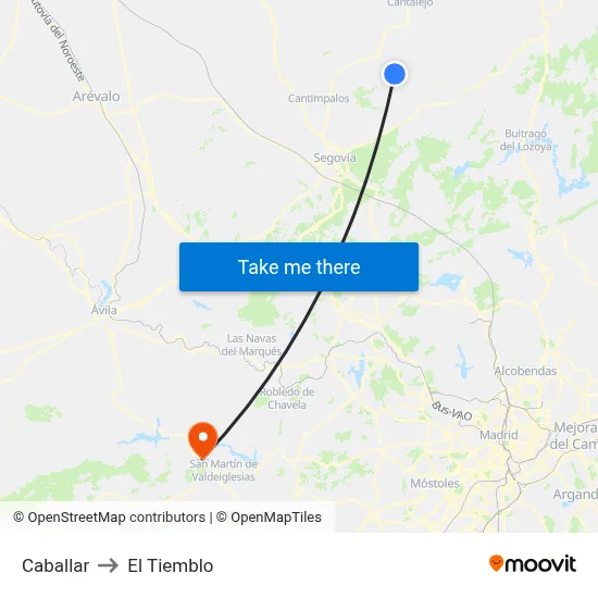 Caballar to El Tiemblo map