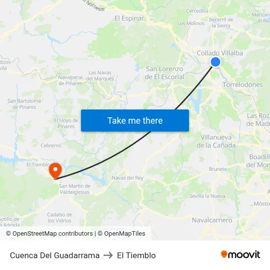 Cuenca Del Guadarrama to El Tiemblo map