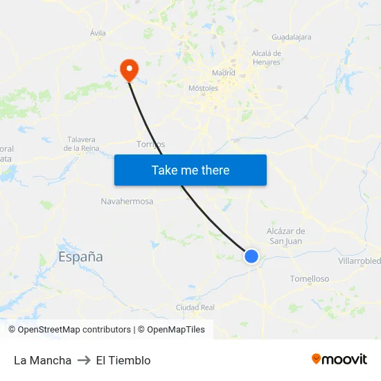 La Mancha to El Tiemblo map