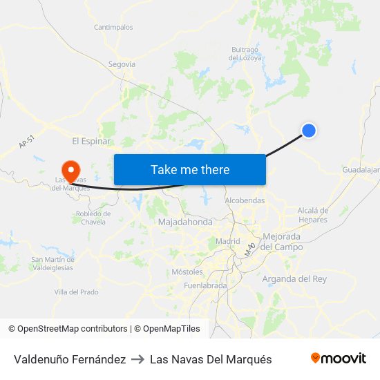 Valdenuño Fernández to Las Navas Del Marqués map