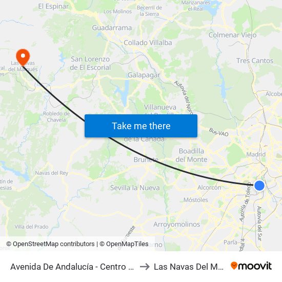 Avenida De Andalucía - Centro Comercial to Las Navas Del Marqués map