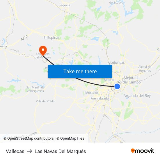 Vallecas to Las Navas Del Marqués map