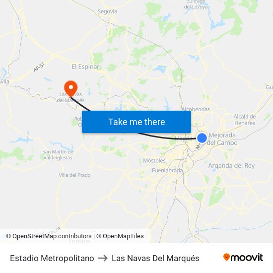 Estadio Metropolitano to Las Navas Del Marqués map