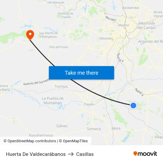 Huerta De Valdecarábanos to Casillas map