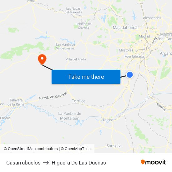 Casarrubuelos to Higuera De Las Dueñas map