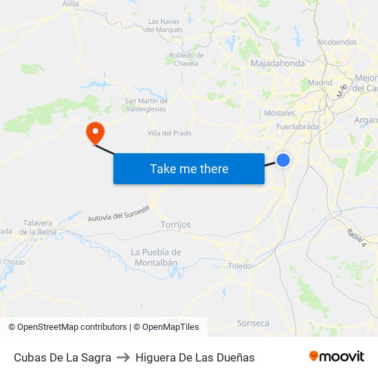 Cubas De La Sagra to Higuera De Las Dueñas map