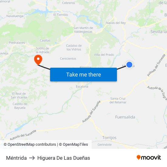 Méntrida to Higuera De Las Dueñas map