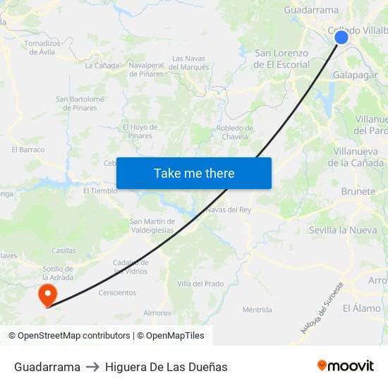 Guadarrama to Higuera De Las Dueñas map