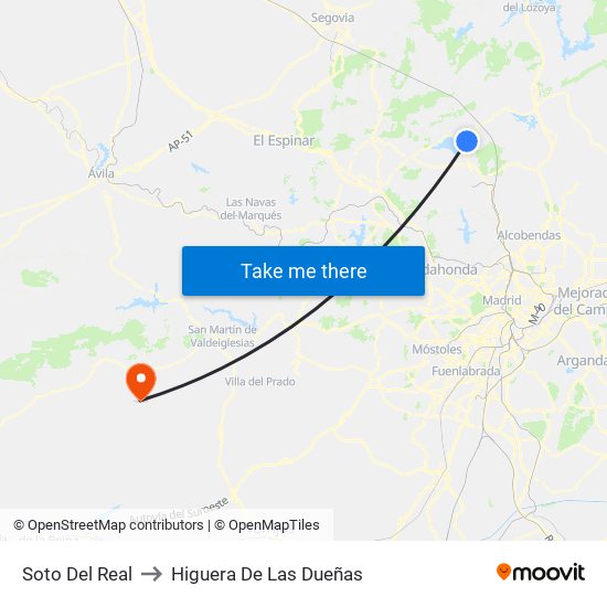 Soto Del Real to Higuera De Las Dueñas map