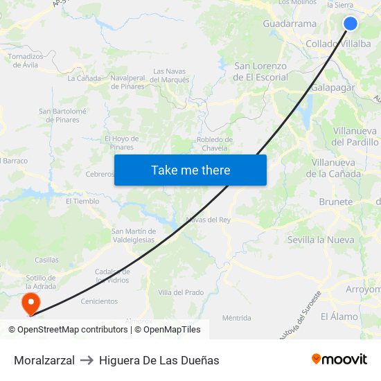 Moralzarzal to Higuera De Las Dueñas map